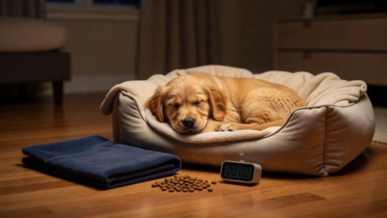 Lire la suite à propos de l’article Dressage chiot seul la nuit : la méthode pas-à-pas pour des nuits calmes