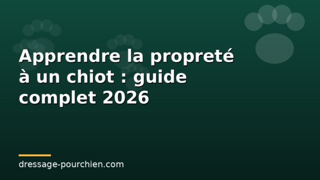Apprendre la propreté à un chiot : guide complet 2026